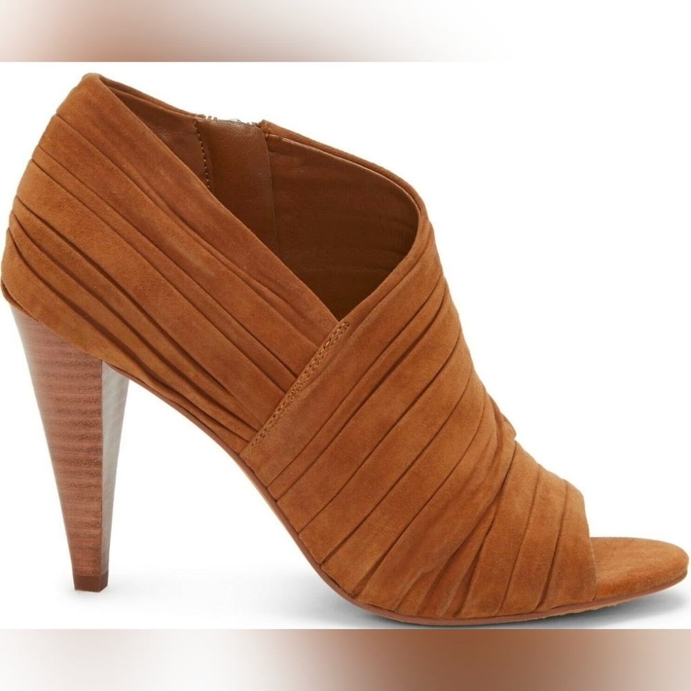 Women Vince Camuto Anara Peep Toe Booties, Multi Sizes Brown True Suede